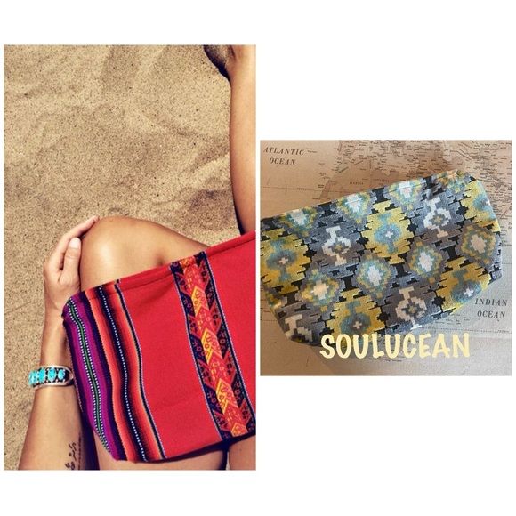 Soulucean Ikat Wet Dry Bag OS Colorful Patterned Clutch For Beach/Travel NWOT - Picture 1 of 11